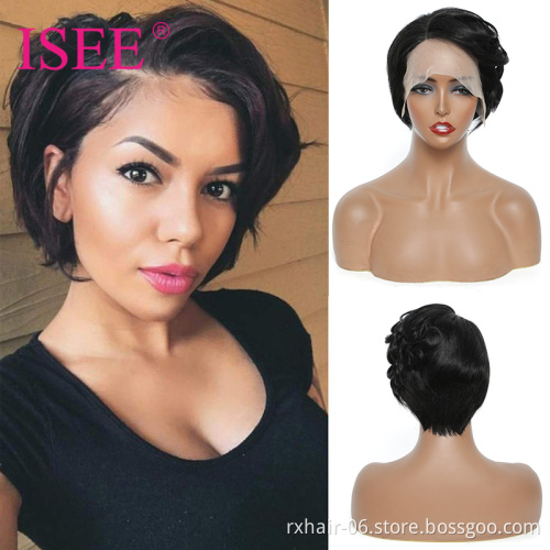 Summer Hot Sale Short Pixie Cut Transparent Lace Wig Human Hair Cheap Short Pixie Wigs For Black Women Perruque Naturelle Courte